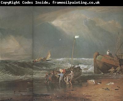 Joseph Mallord William Turner A coast scene with fisherman hauling a boat ashore (mk31)